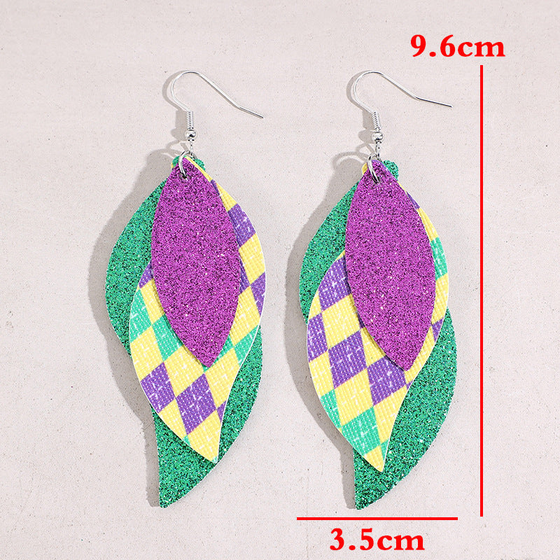 PU Leather Leaf Dangle Earrings