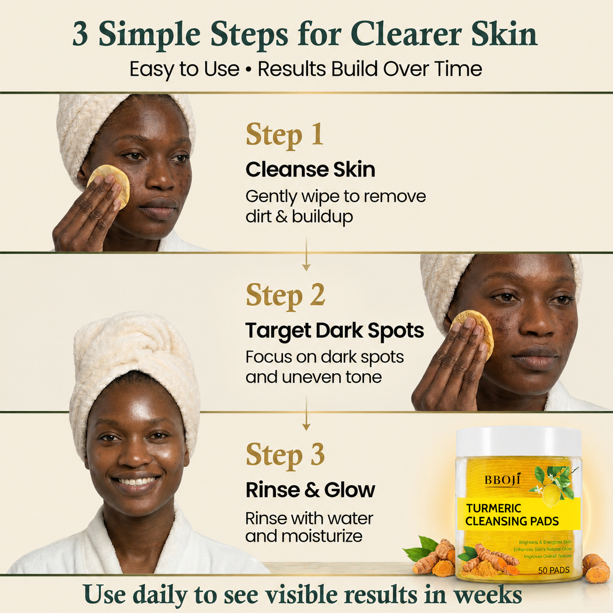 BBOJI Turmeric Kojic Acid Cleansing Pads