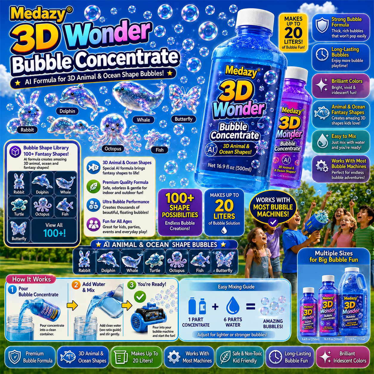 Medazy® Super 3D Wonder Bubble Concentrate —— Animal & Ocean Fantasy Theme
