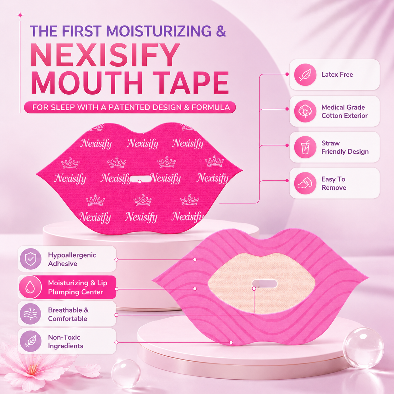 💋 Cleangearco Royal Plump Lip Tape — Buy 1 Get 1 Free Sale ✨ Hydrating Collagen Mouth Tape