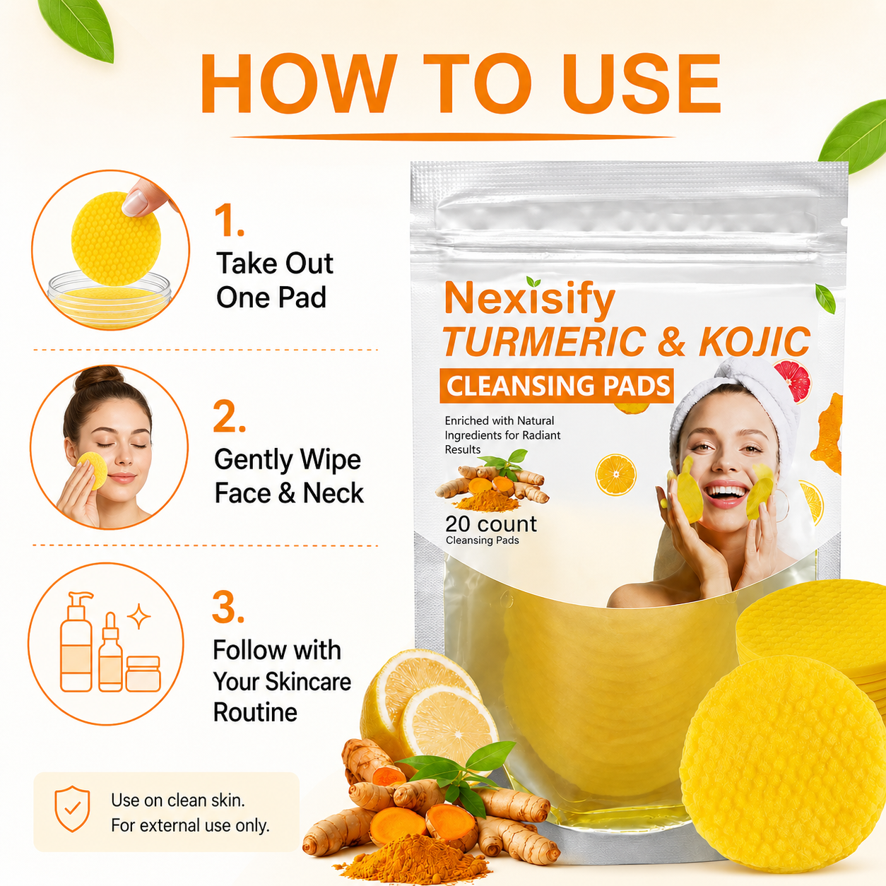 Nexisify Turmeric Kojic Acid Cleansing Pads