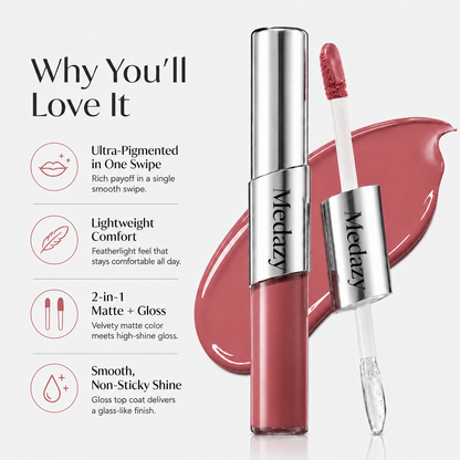 Perfect Twin Lip — Dual-Ended Liquid Lipstick with Velvet Matte Color and Glossy Shine