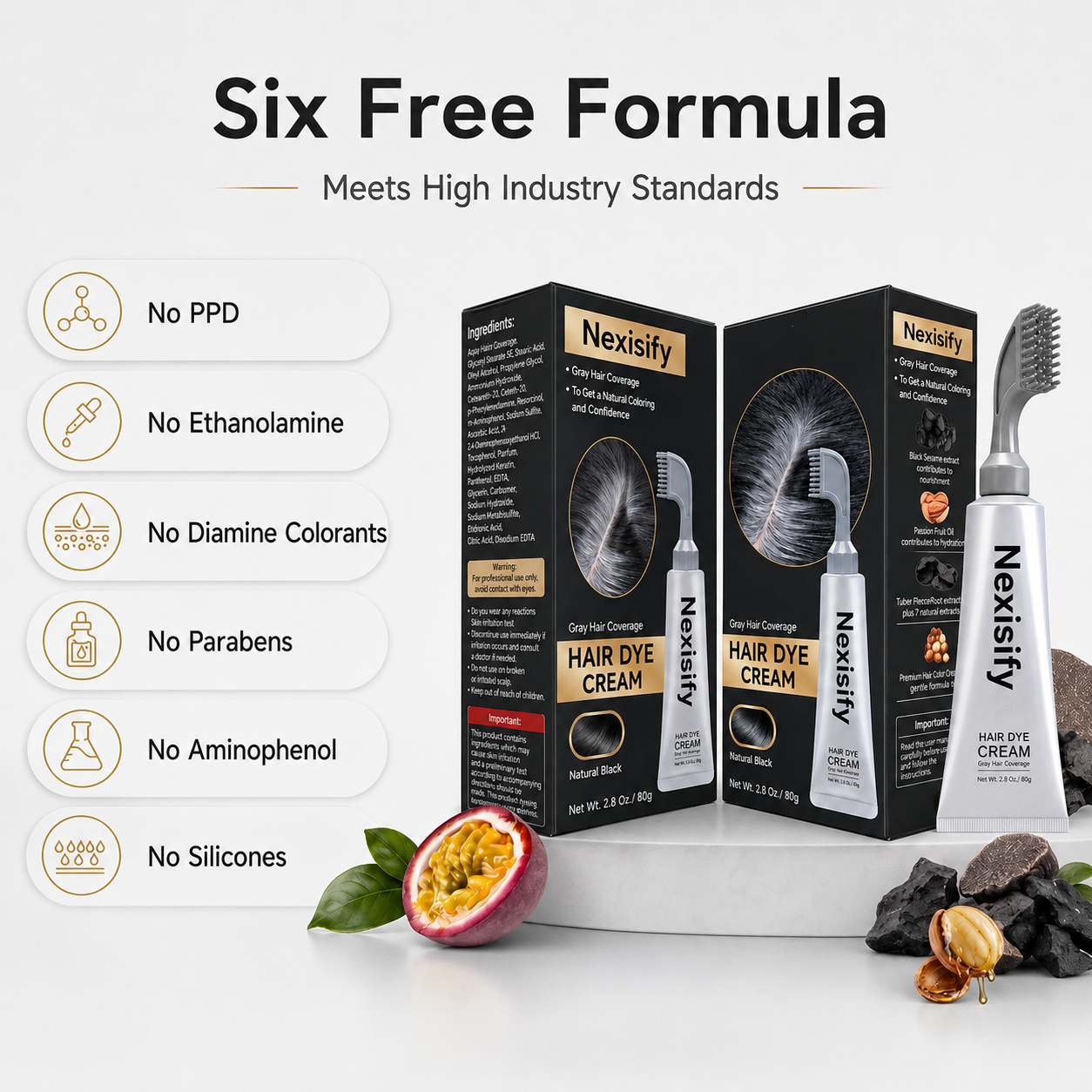 Unisex Grey Coverage Hair Dye with Hair Care