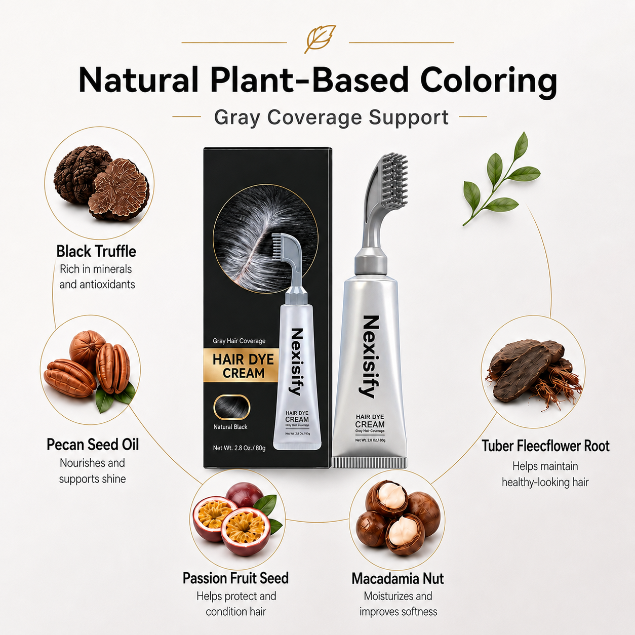 Unisex Grey Coverage Hair Dye with Hair Care